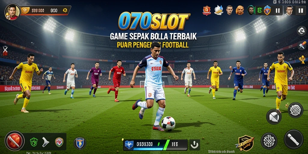 Tampilan gameplay menegangkan dari 070SLOT yang menggambarkan aksi sepak bola.
