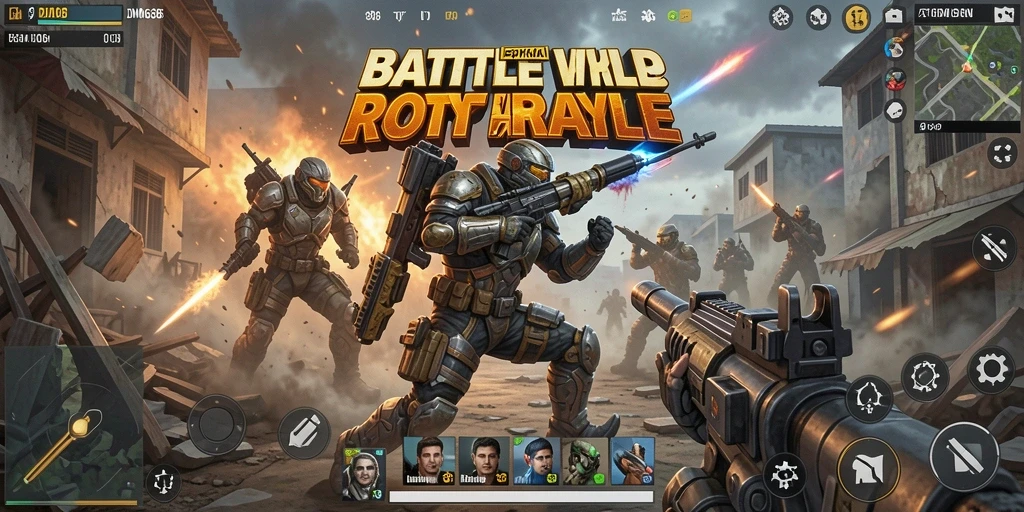 Tampilan gameplay DMD686 di arena Battle Royale yang mendebarkan.