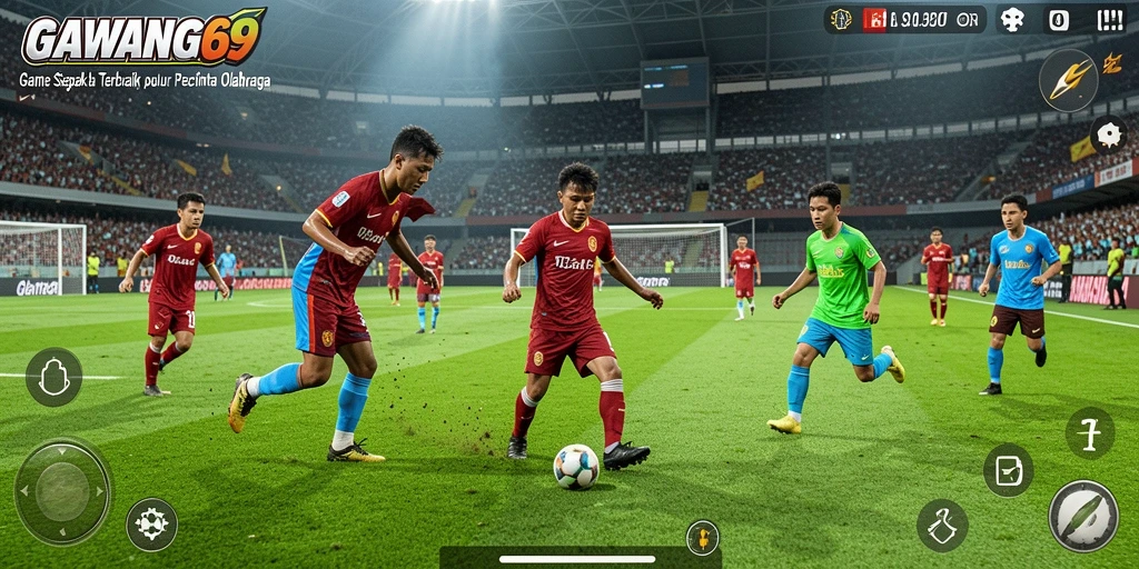 Tampilan gameplay seru di GAWANG69 dengan aksi sepak bola yang mendebarkan.