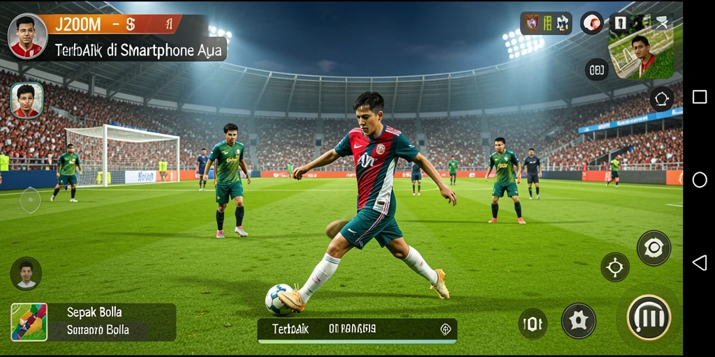 Tampilan gameplay J200M yang mendebarkan dalam aksi sepak bola.