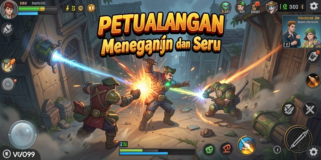 Tampilan screenshot utama OVO99 menampilkan aksi petualangan yang mendebarkan.