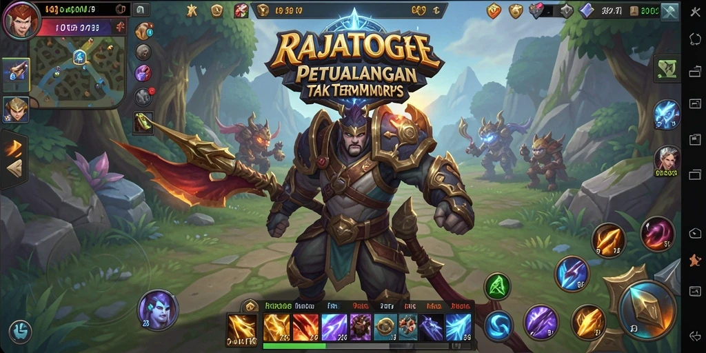 Screenshot gameplay RAJATOGEL menampilkan aksi pertempuran yang mendebarkan dan dunia yang luas.